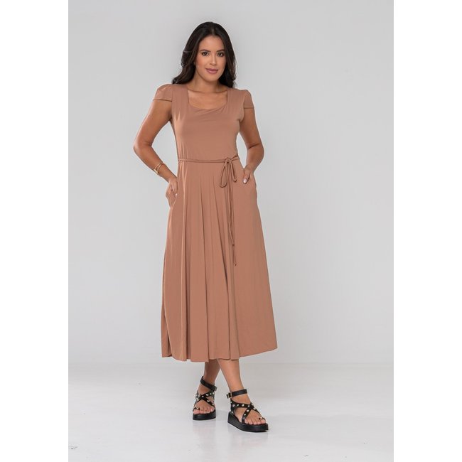 Vestido Aura Brenda Suplex Bolso Marrom