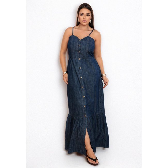 Vestido Cabanafree longo Jeans Bottons