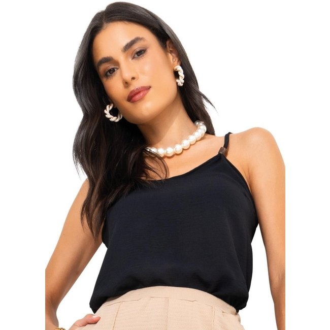 Blusa Crepe Plano Preto Quintess