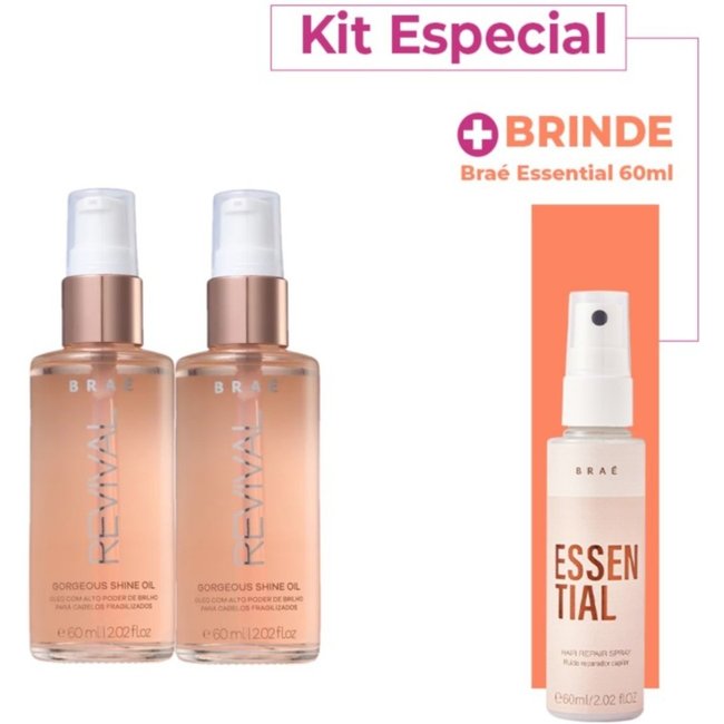 BRAÉ Revival Gorgeous Shine Oil Oleo Capilar 60ml Especial (2 unidades)