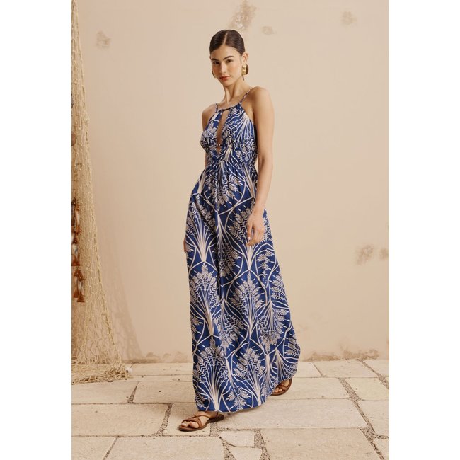 Vestido Longo Túnel Cintura Estampado Miriti