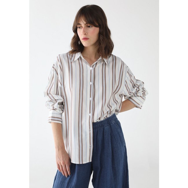Camisa Feminina Hering Listrada Off-White
