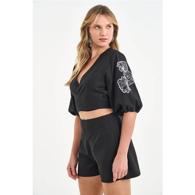 Blusa Linho Transpassada com Amarração ACT Feminino