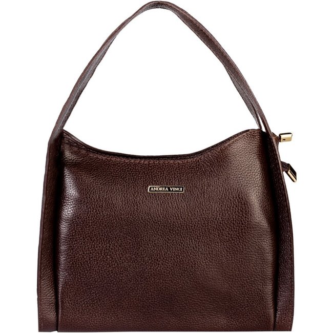 Bolsa Andrea Vinci De Mão Em Couro Liso Helena - Café