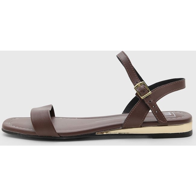 Rasteira Feminina Moleca Ponta Quadrada Marrom