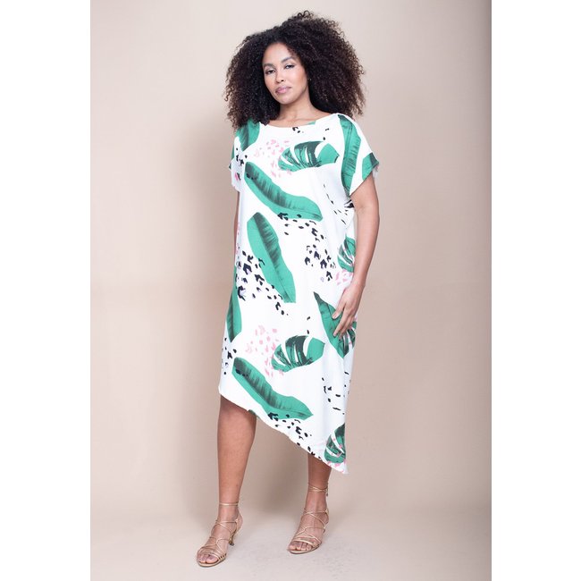 Vestido Cabanafree Midi Plano Estampa Folhagem Poética