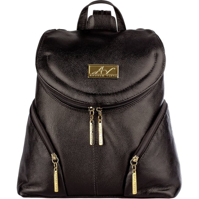 Mochila pequena de couro liso Cecília - Preto