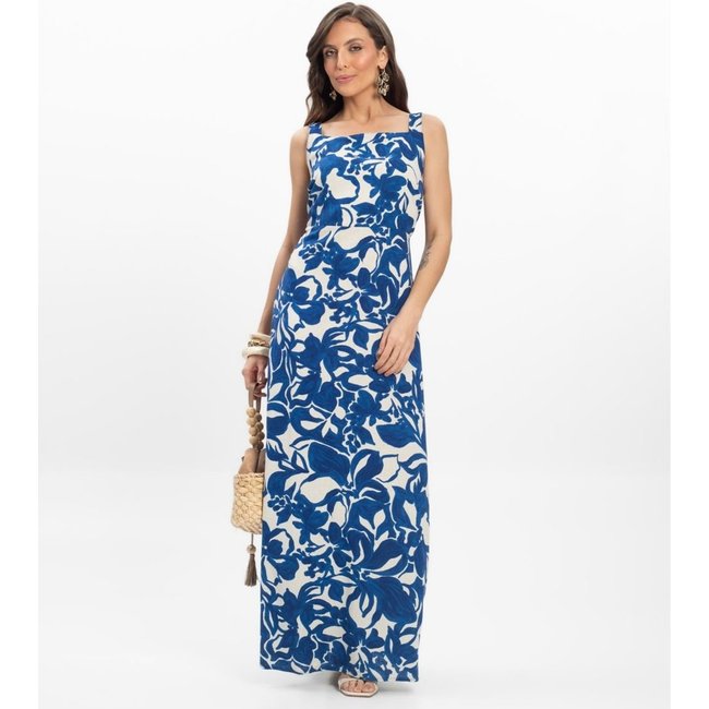 Vestido Midi em Linho Feminino Endless Azul