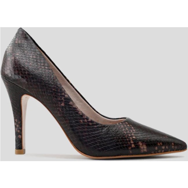 Scarpin CBK Couro Cobra Marrom