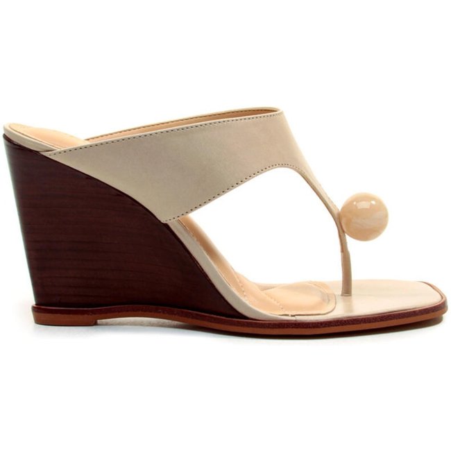 Tamanco Couro Off White Salto Alto Cecconello 2766001-3