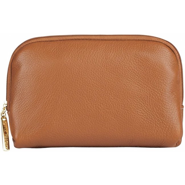 Necessaire de couro liso Duda 12x17x6cm - Caramelo