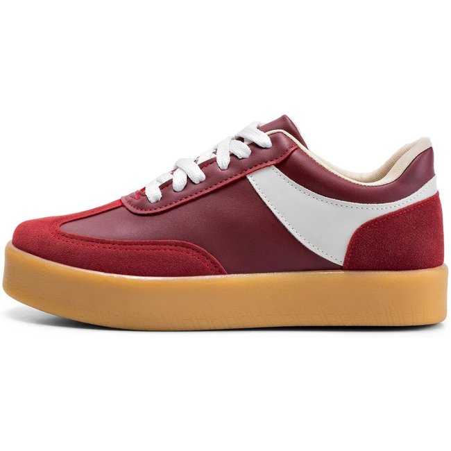 Tênis Feminino Lumiss Casual Confortável Flatform Camurça Vermelho Marsala
