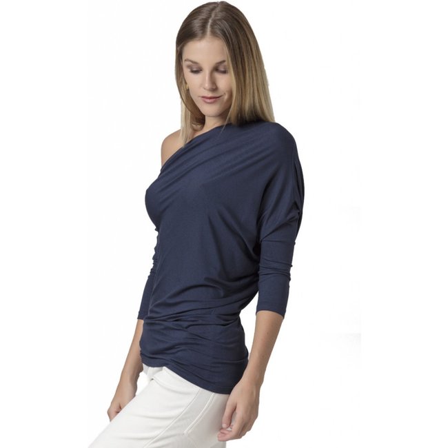 Blusa Longa Amazonia Vital Assimétrica Lisa Blue