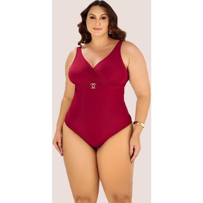 Maio Praia Modelador Banho De Mar Zero Barriga Plus Size Marsala