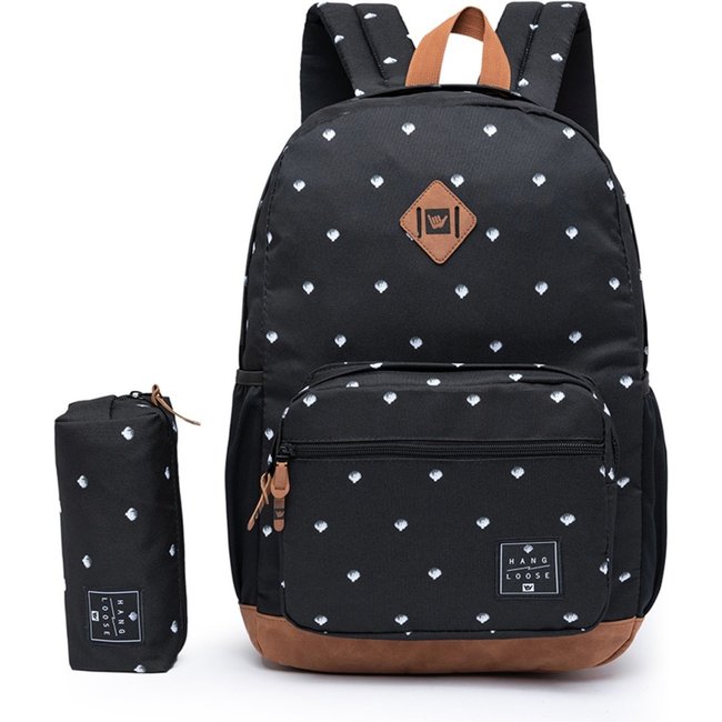 Kit Mochila + Estojo Hang Loose Feminina Reforçada Faculdade Notebook