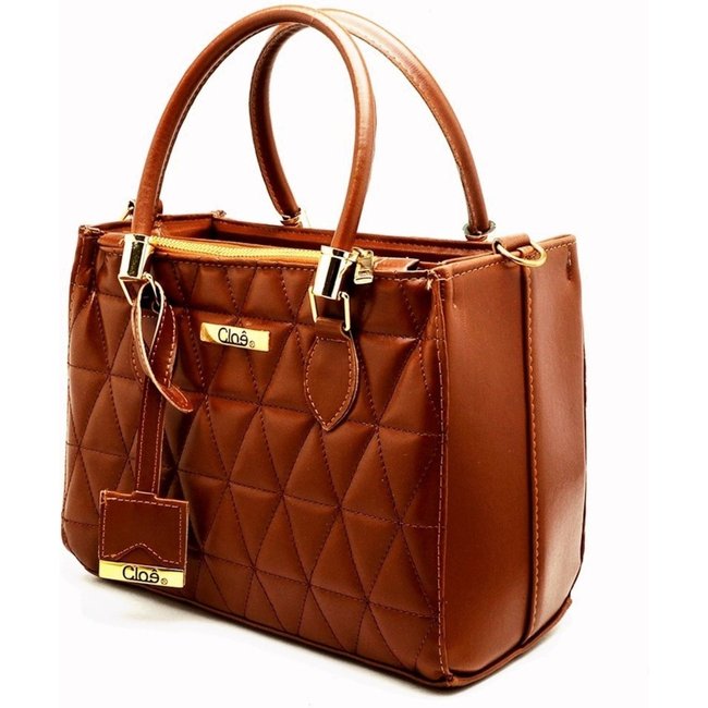 Bolsa Feminina Média Lorena Tote Baú Clube do Sapato de Franca Cloê 03 Matelassê Marrom