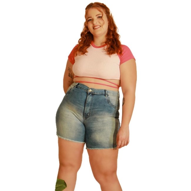 Bermuda Jeans Plus Size Feminina Razon Jeans Multicolorido