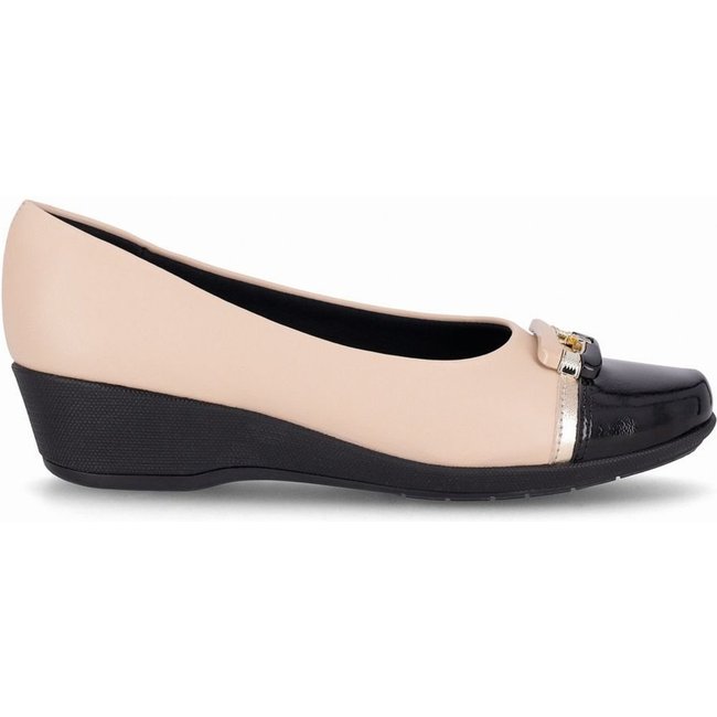 Sapato Ivone Anabela Médio Brule com Preto