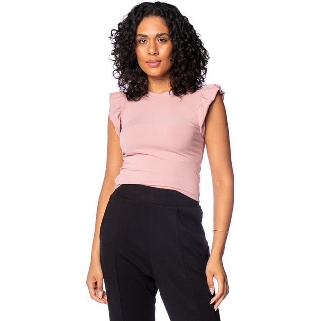 Blusa Feminina Babicat Canelada Babado Rosa
