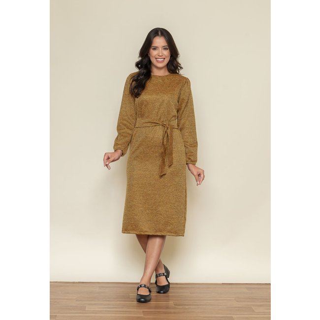 Vestido Aura Dafne Tweed Xadrez Mostarda