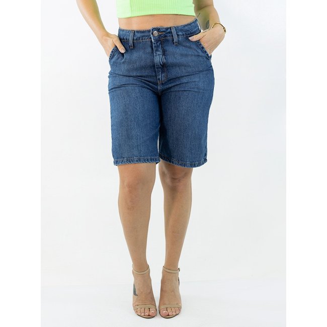 Bermuda Jorts Feminina Jeans Cintura Alta Bolso Social Anticorpus