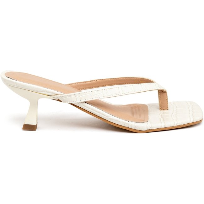 Tamanco De Dedo Hannah Salto Baixo Fino 5410 Croco Off White