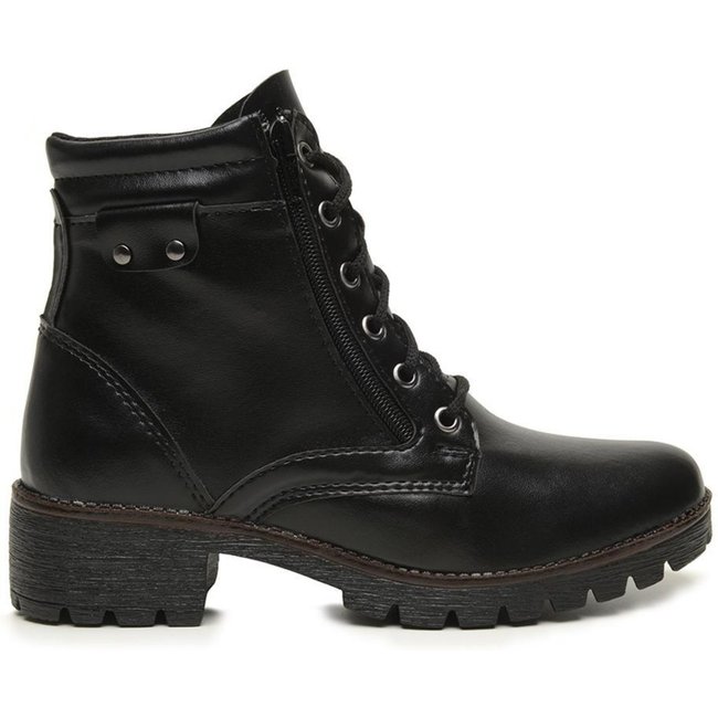 Bota Feminina Coturno BR2 Zíper Lateral Salto Baixo Café 34 Preto
