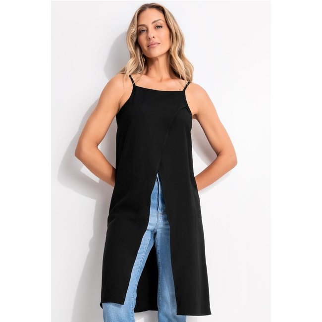 Blusa Em Crepe Plano Preto Quintess