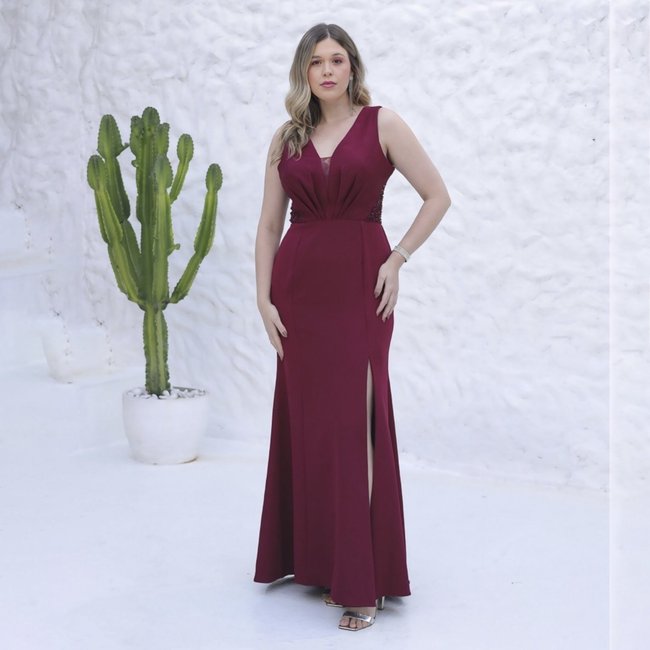 Vestido De Festa Auston Emberly Bordô