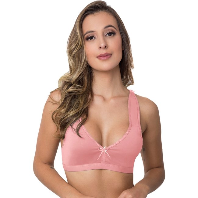 Sutiã Liso Tetê Variedades Sem Bojo Microfibra Confortável Rose