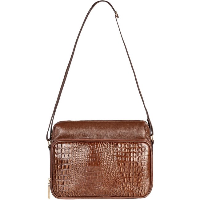 Bolsa de couro liso tiracolo Anita - Whisky