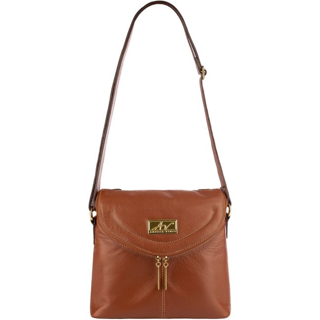 Bolsa tiracolo de couro liso Tereza - Whisky