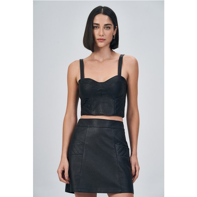 Top PU Black Busto Estruturado Feminino Acostamento