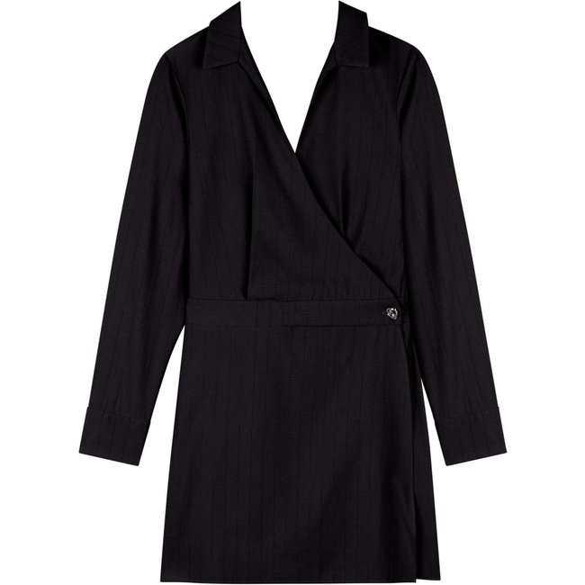 Vestido Lez a Lez Curto Alfaiataria Com Mangas Longas E Riscas De Giz