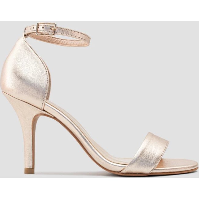 Sandália Gisele Salto Fino 7cm Couro Ouro CBK Amarelo