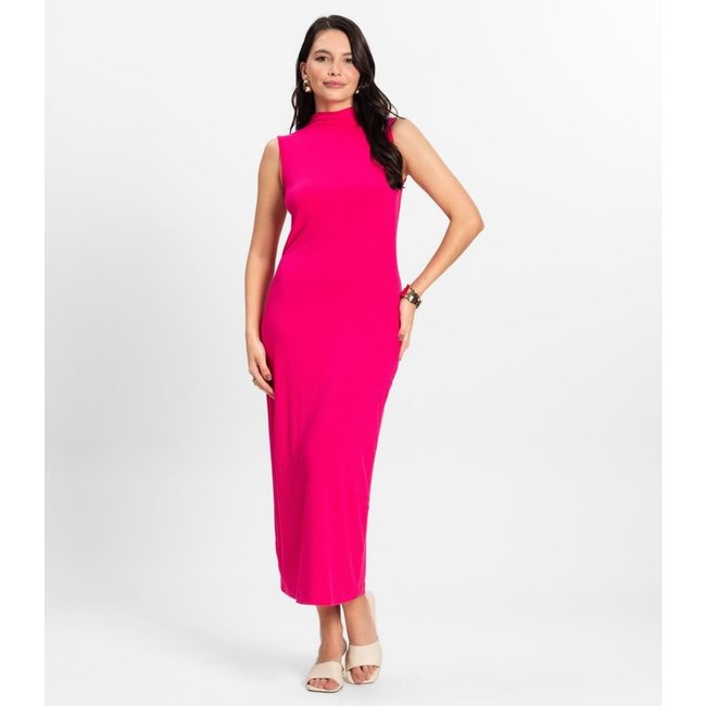 Vestido Midi Ribana Canelada Rovitex Rosa