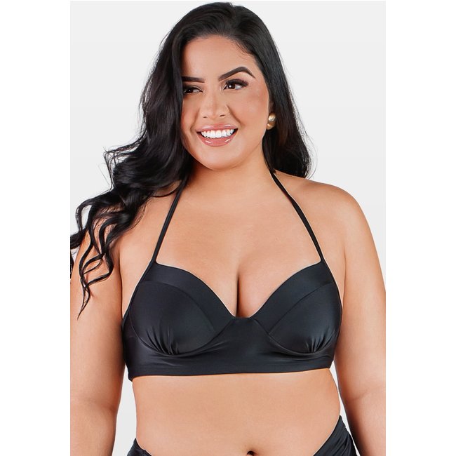 Top Summer Soul Meia Taça Com Bojo Plus Size Preto