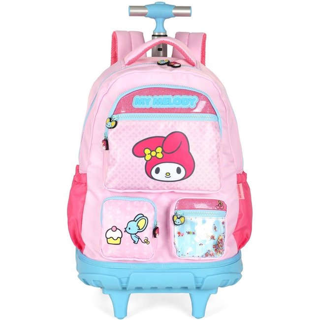 Infantil - Mochila de Rodinhas Média Náilon de Costas My Melody Cinnamoroll Rosa