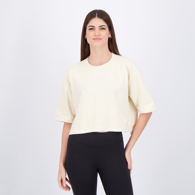 Cropped New Balance Small Logo Oversized Feminino Bege