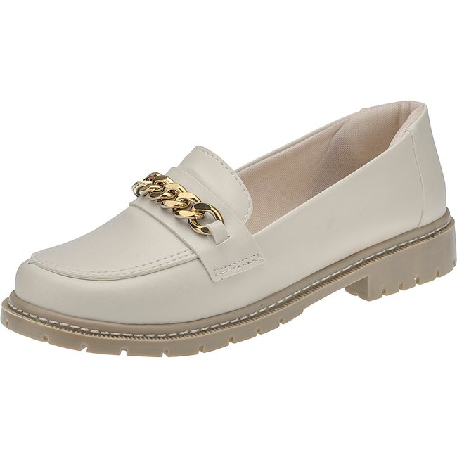 Mocassim Feminino Baixo Oxford Plataforma Blogueira Off White