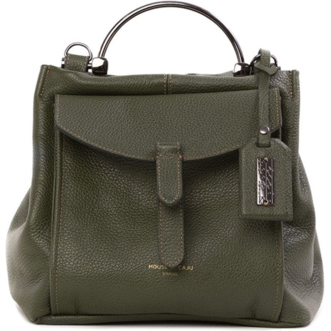 Bolsa Feminina Em Couro Alça de Mão Verde Musgo "Melinda Tedim"""