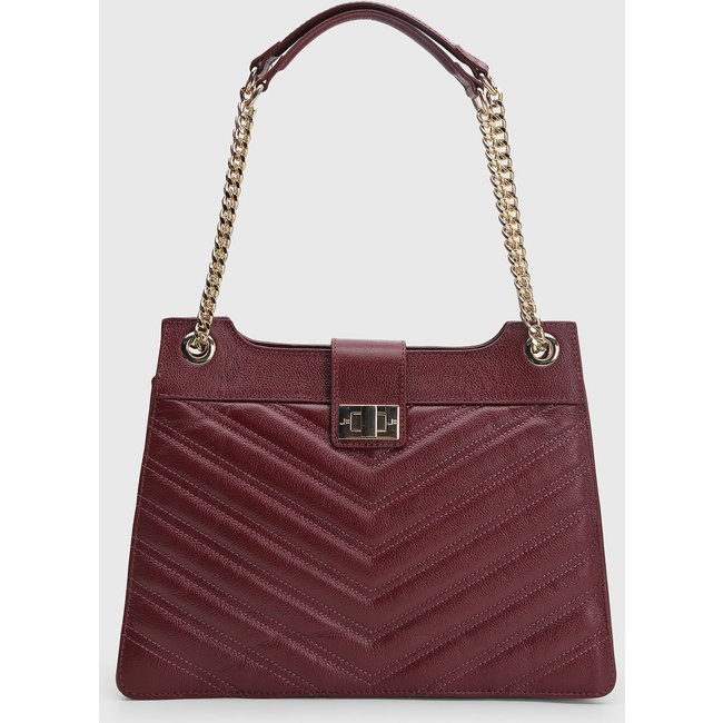 Bolsa Feminina Jorge Bischoff Matelassada Chevron Vinho