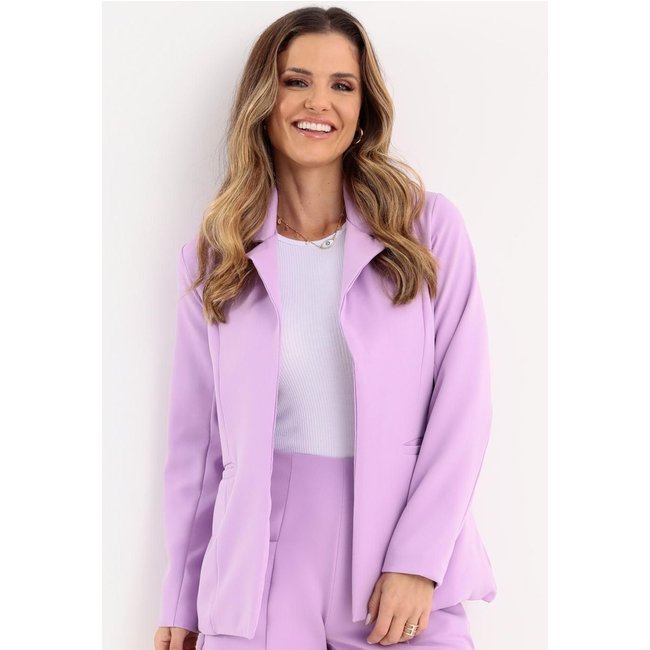 Blazer Com Forro E Bolsos Roxo Quintess