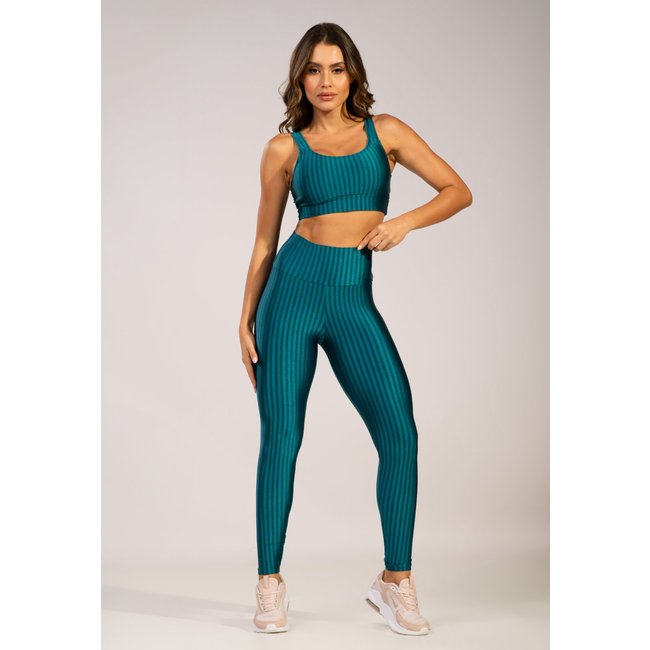 Conjunto Fitness Top Bojo Removível e Calça New Zig Azul