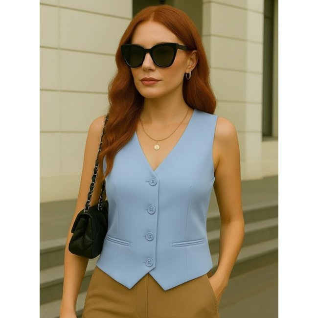 Colete Feminino CKF Wear Alfaiataria Azul