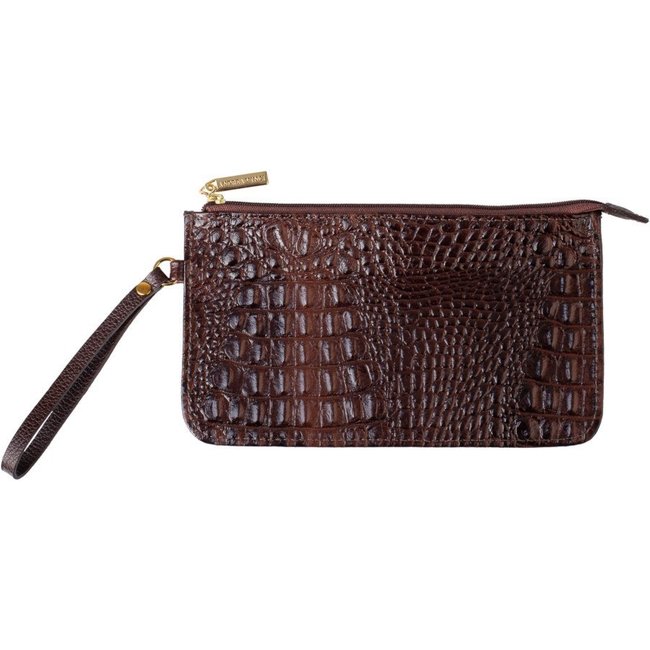 Necessaire de couro com alça Nitty 11,5x20,5cm - Café
