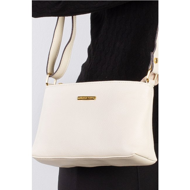 Bolsa pequena transversal de couro liso Iris - Marfim
