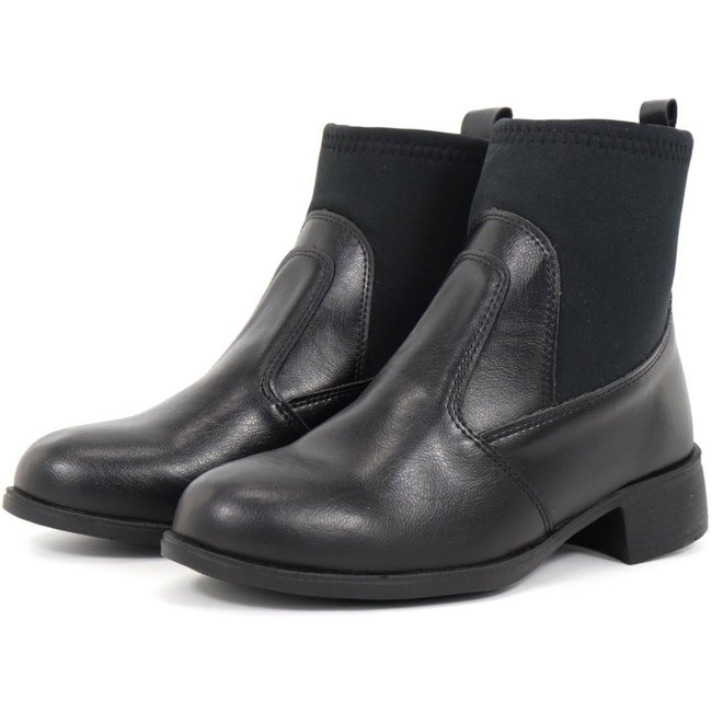 Bota Cano Curto Feminina Casual com Elastico Urbana Confortável Preta