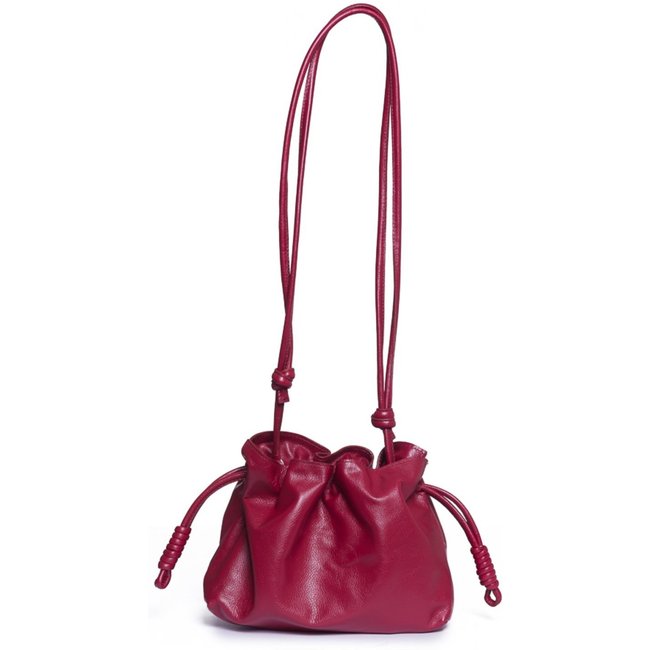 Bolsa MY.NA Saco Lorena Couro Legítimo Vermelho Cereja
