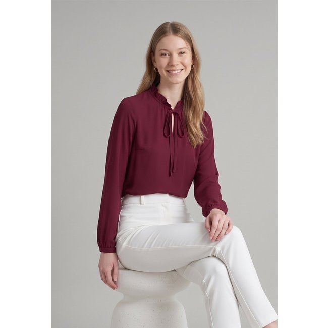 Blusa Intens Manga Longa Crepe Vinho